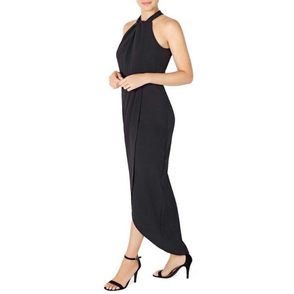 NWT Julia Jordan Knot Halter Neck Sleeveless Faux Wrap Tulip Hem Midi Size 14 - Picture 3 of 3
